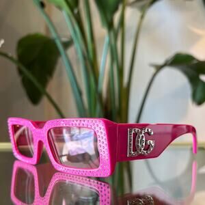 DOLCE & GABBANA DG447B 326284 Pink Crystal Embellished Acetate Sunglasses